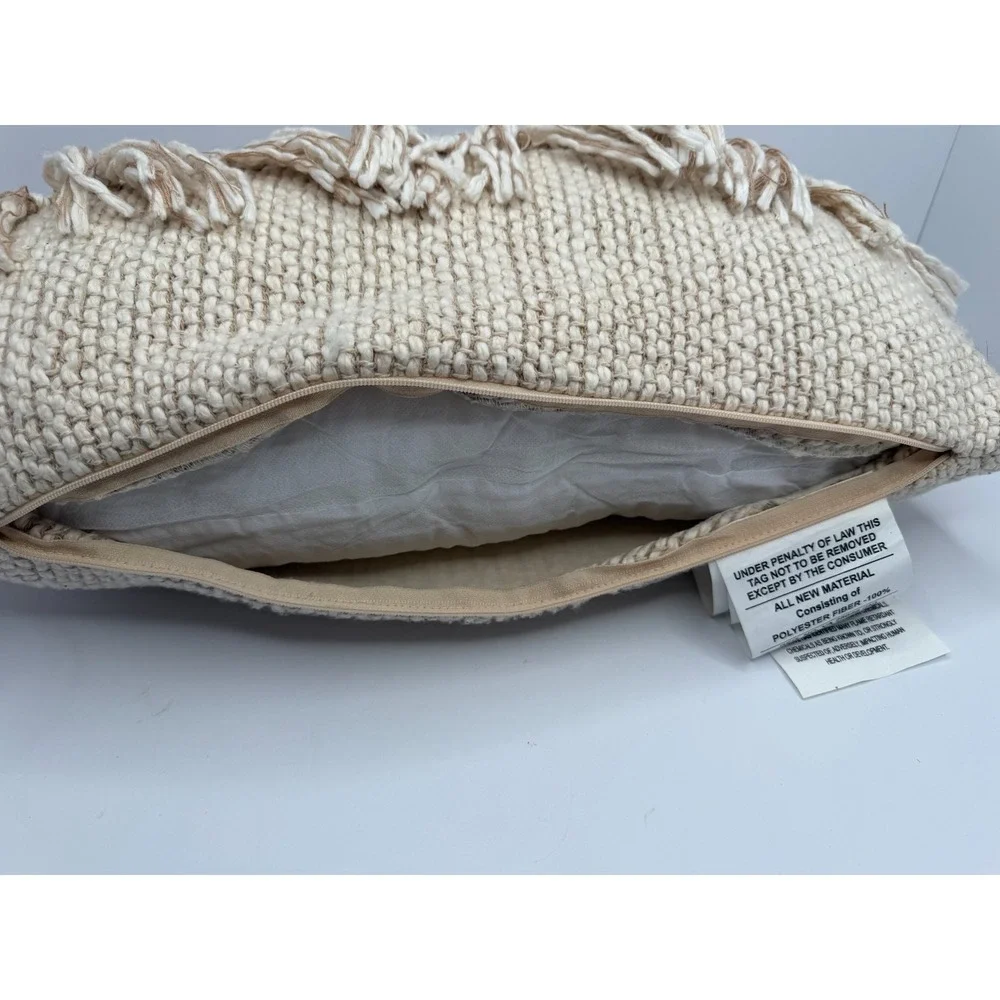 Ashley Medea by Signature Design Tan/Ivory Decorative Pillow 12 x 20 Tassels